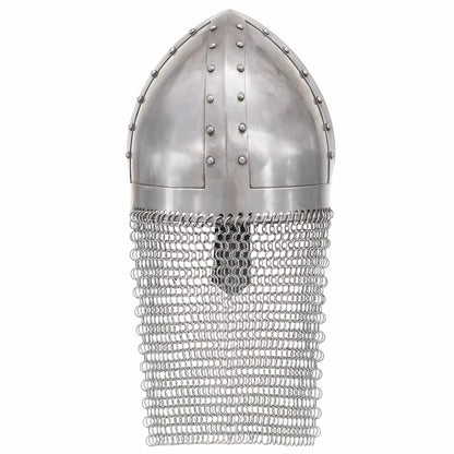 286222 vidaXL Crusader Knight Helmet Antique Replica LARP Silver Steel