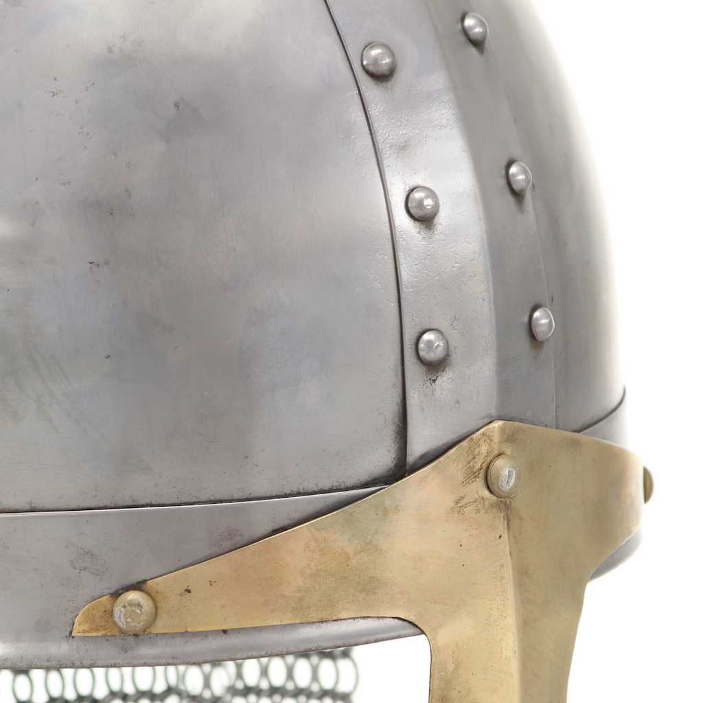 286222 vidaXL Crusader Knight Helmet Antique Replica LARP Silver Steel