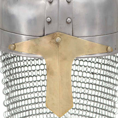 286222 vidaXL Crusader Knight Helmet Antique Replica LARP Silver Steel