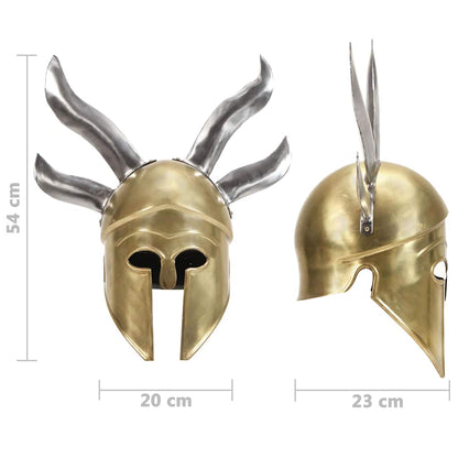 286223 vidaXL Greek Warrior Helmet Antique Replica LARP Brass Steel