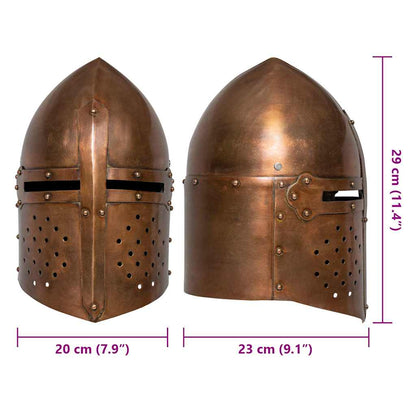 286225 vidaXL Medieval Knight Helmet Antique Replica LARP Copper Steel