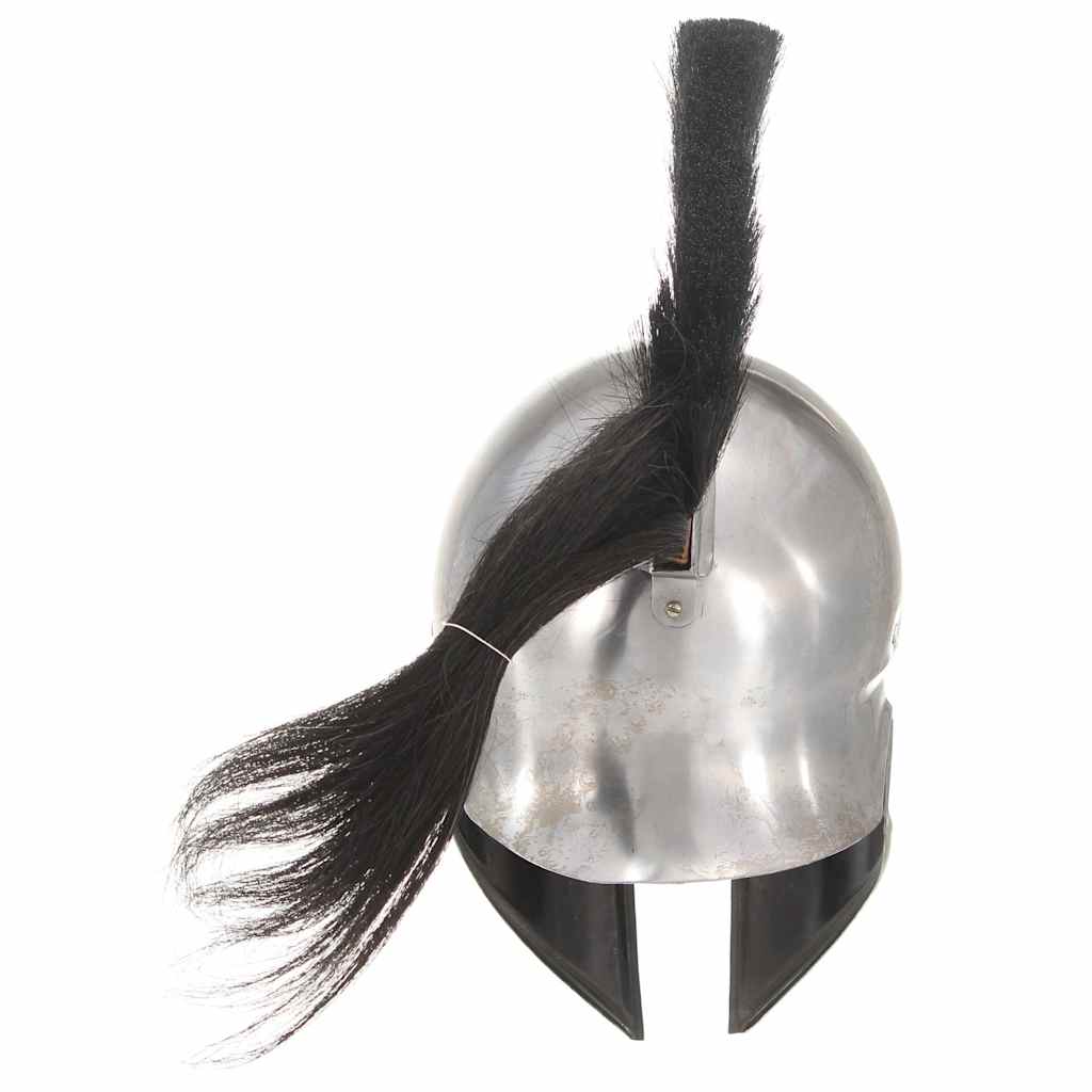 286229 vidaXL Greek Warrior Helmet Antique Replica LARP Silver Steel