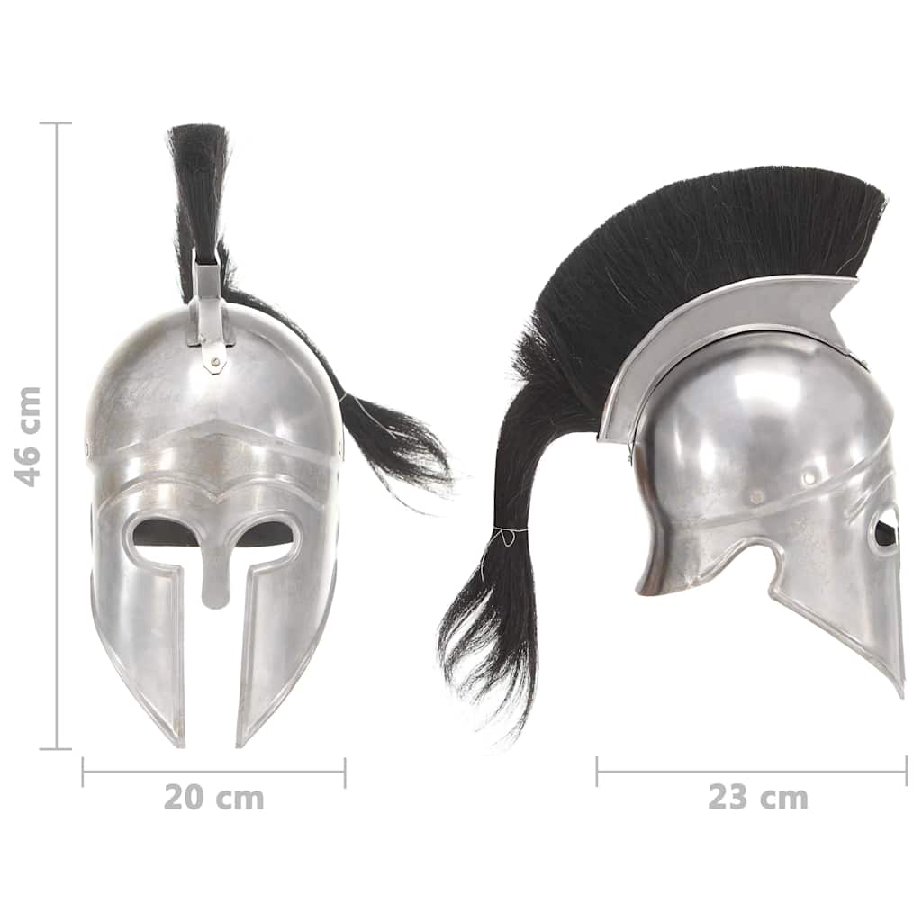 286229 vidaXL Greek Warrior Helmet Antique Replica LARP Silver Steel
