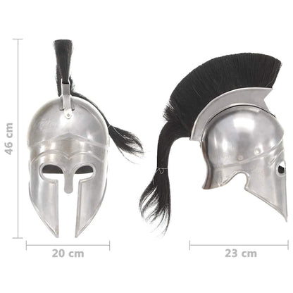 286229 vidaXL Greek Warrior Helmet Antique Replica LARP Silver Steel