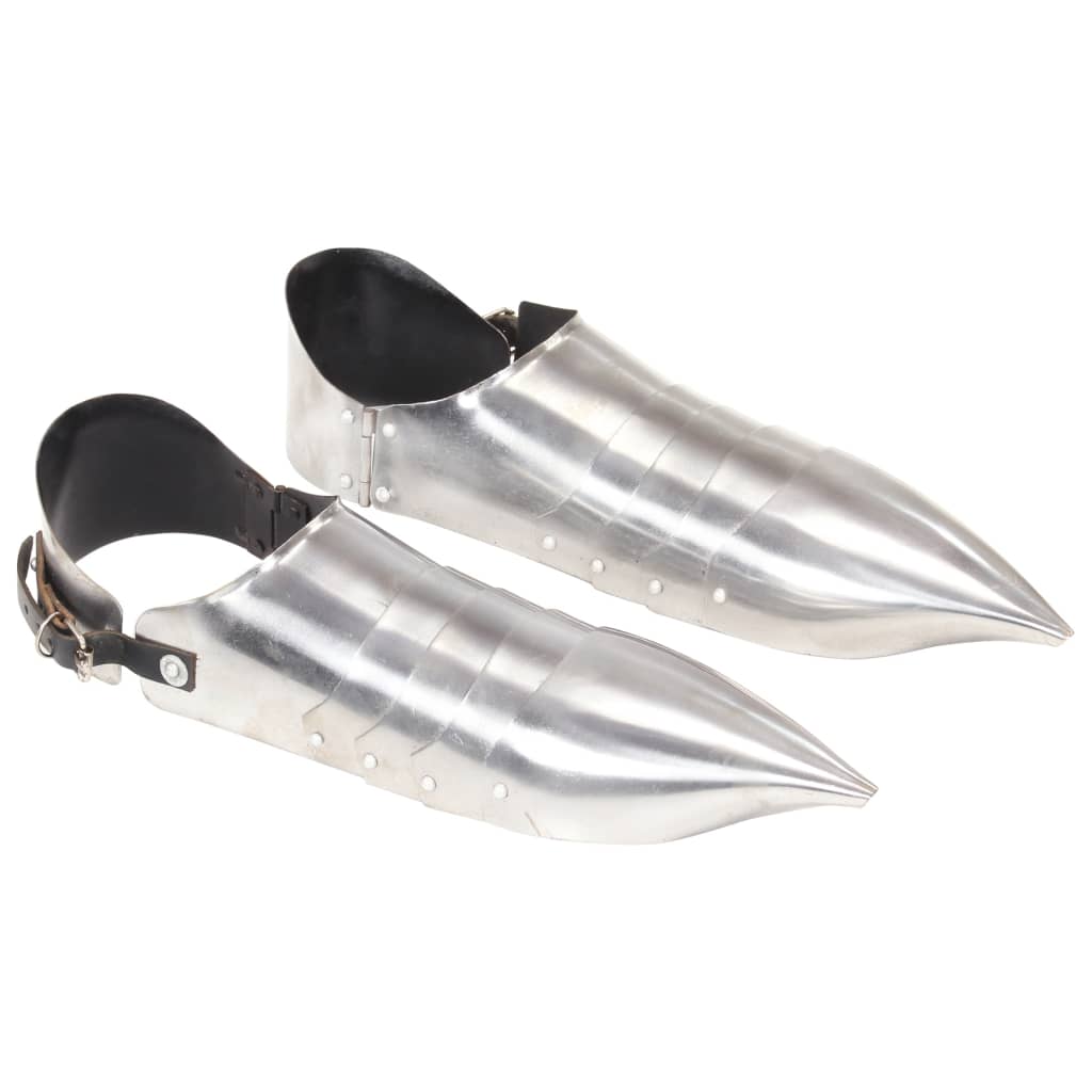 286238 vidaXL Medieval Knight Armour Sabatons Replica LARP Silver steel