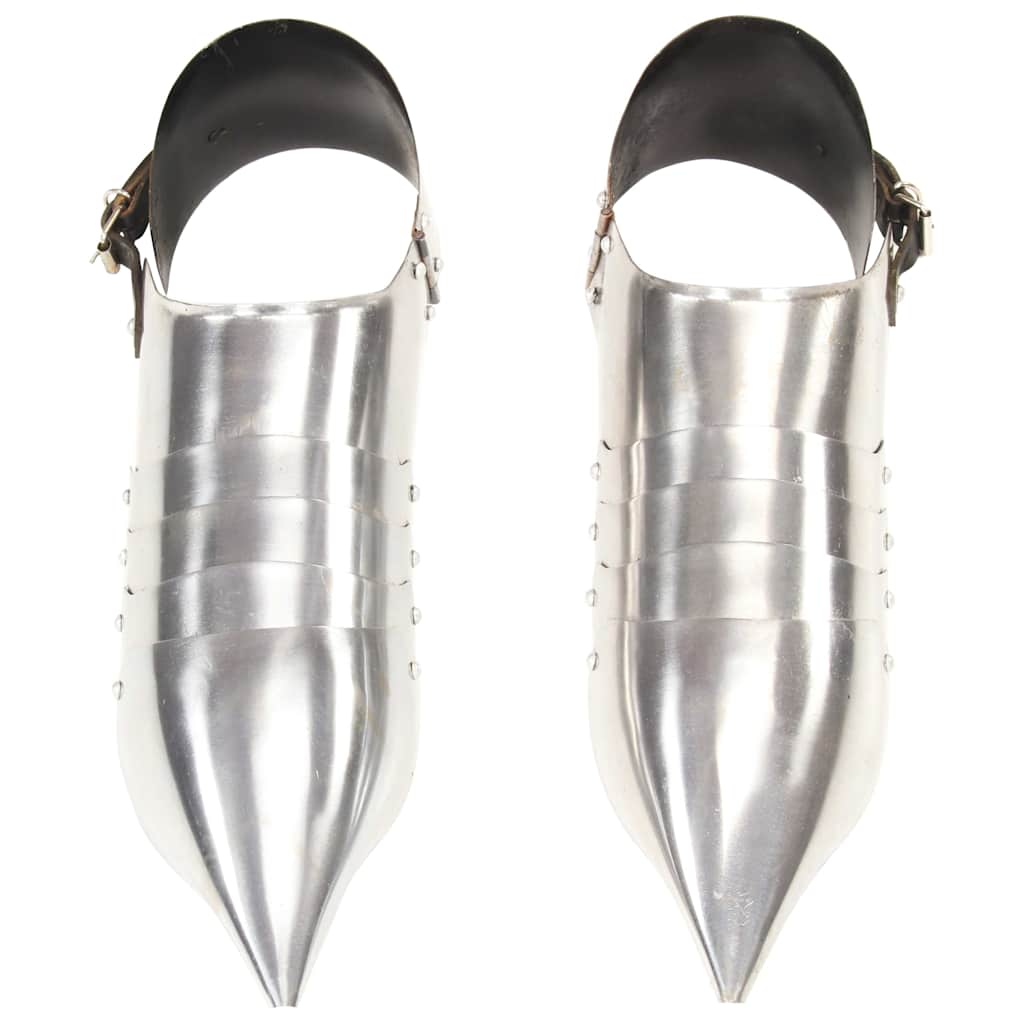 286238 vidaXL Medieval Knight Armour Sabatons Replica LARP Silver steel