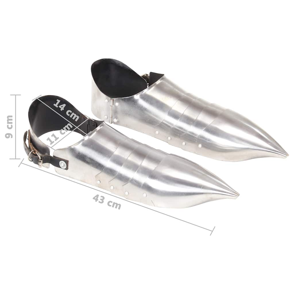 286238 vidaXL Medieval Knight Armour Sabatons Replica LARP Silver steel