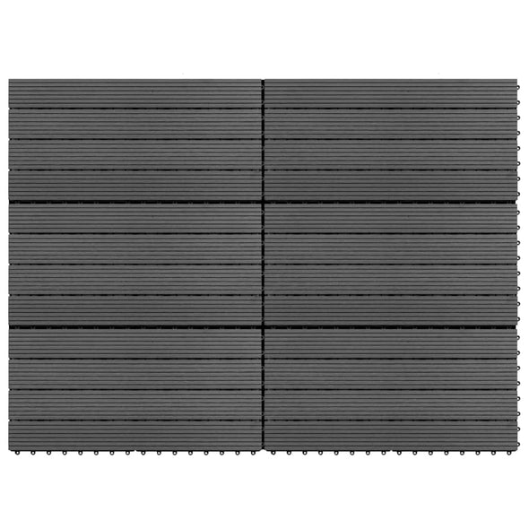 WPC Tiles 60x30 cm 6 pcs 1m² Grey