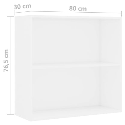 Bookcase White 80x30x76,5 cm Engineered Wood