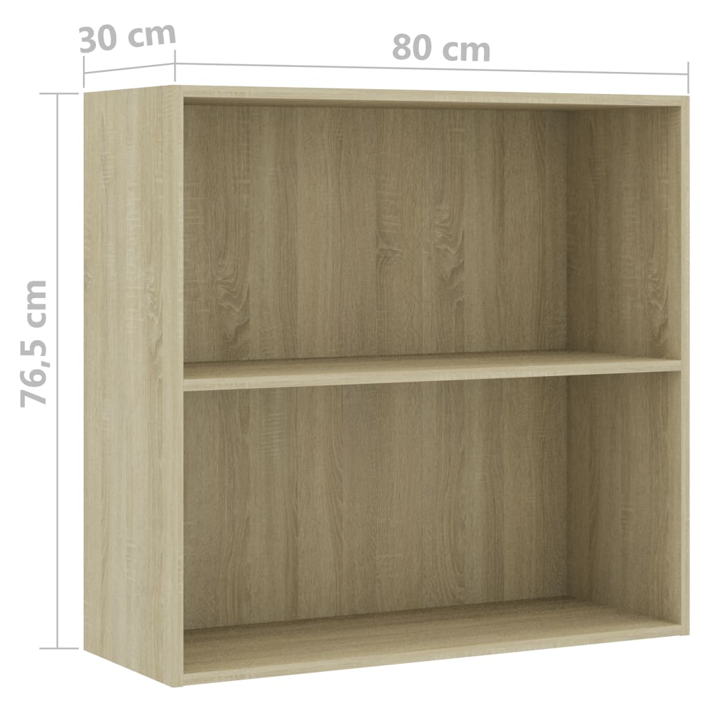 Bookcase Sonoma Oak 80x30x76,5 cm Engineered Wood