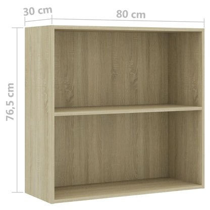 Bookcase Sonoma Oak 80x30x76,5 cm Engineered Wood