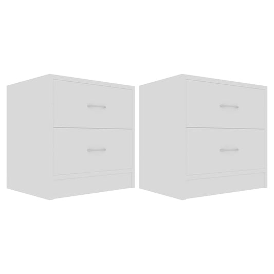 Bedside Cabinet | Set of 2 | White | Engineered Wood | Bedside Cabinet