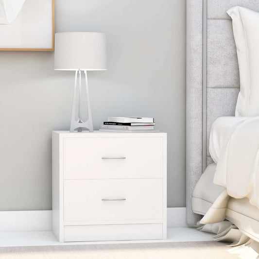 Bedside Cabinet | Set of 2 | White | Engineered Wood | Bedside Cabinet