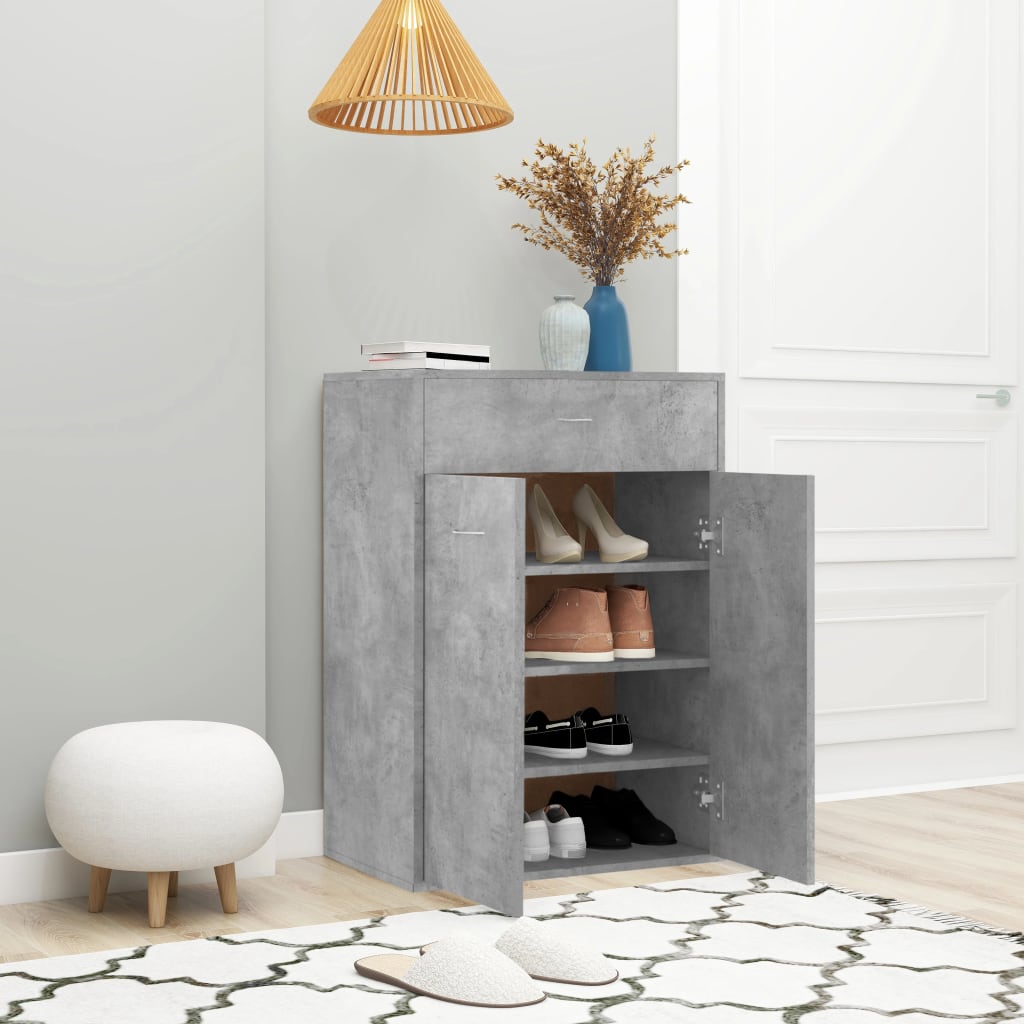 Shoe Rack | Concrete grey | Engineered wood | Compact | Shoe Cabinet