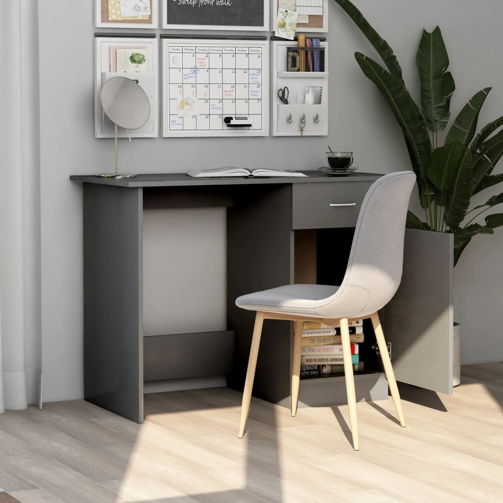 Desk Gray 39.4"x19.7"x29.9" Engineered Wood