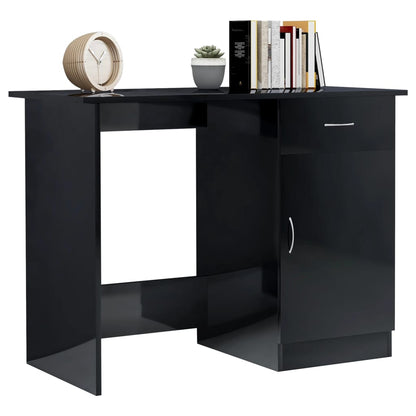Desk High Gloss Black 100x50x76 cm Engineered Wood