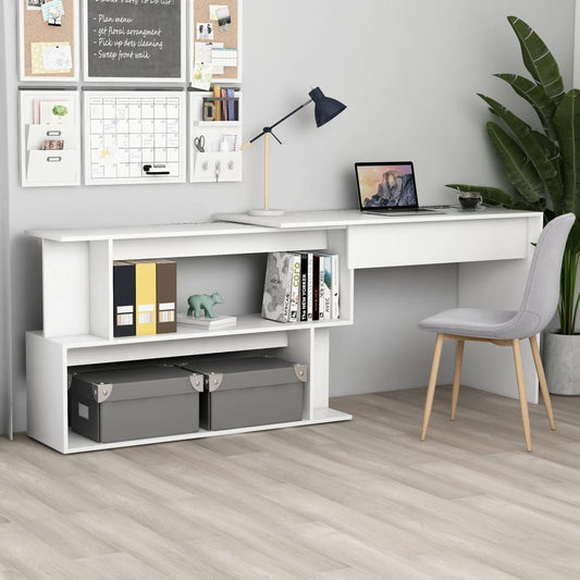 Desk | White | Engineered Wood | 200x50x76 cm | Rotatable | Desk