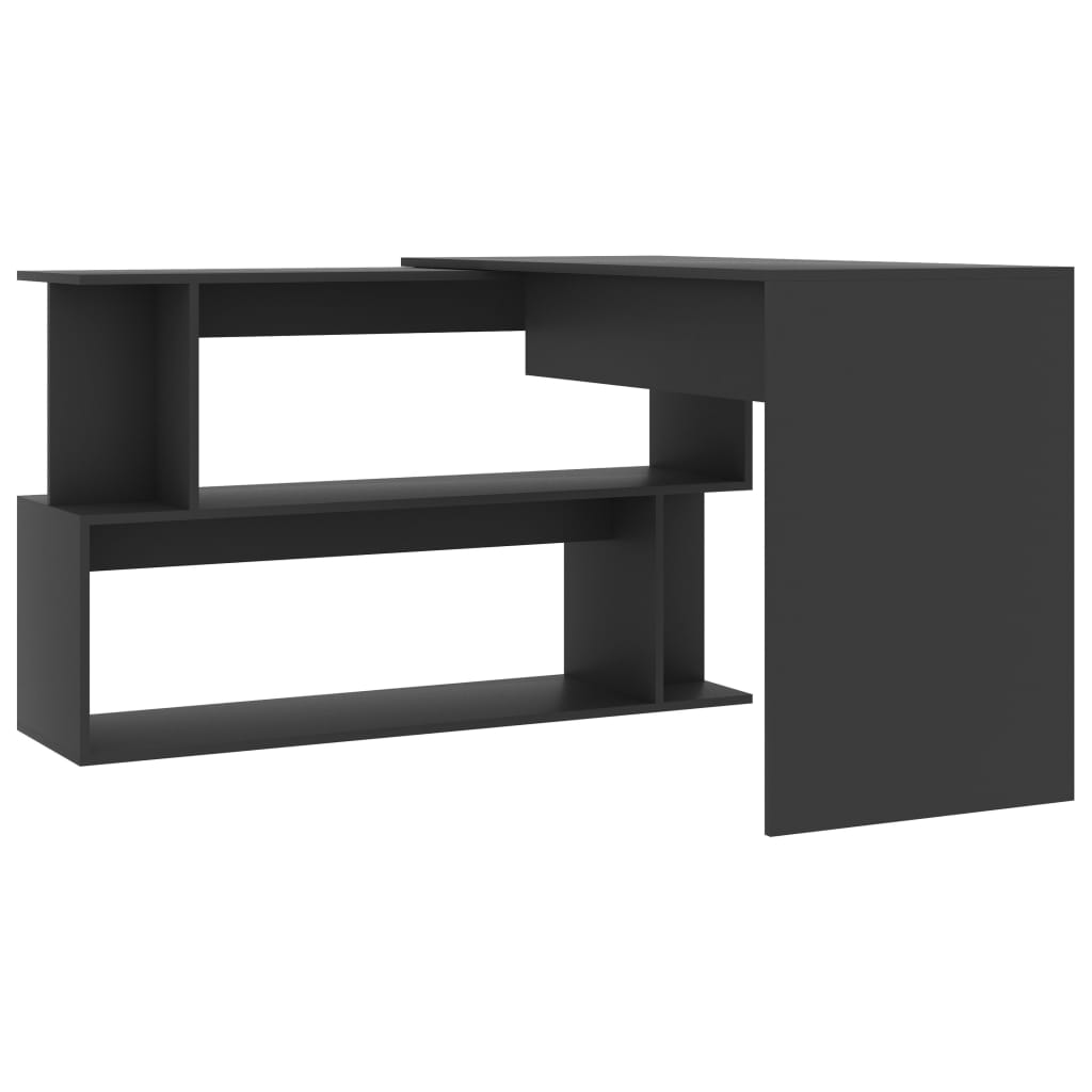 801100 vidaXL Corner Desk Grey 200x50x76 cm Engineered Wood