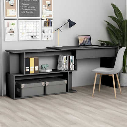 801100 vidaXL Corner Desk Grey 200x50x76 cm Engineered Wood