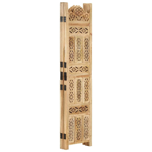 Hand carved 4-Panel Room Divider 160x165 cm Solid Mango Wood