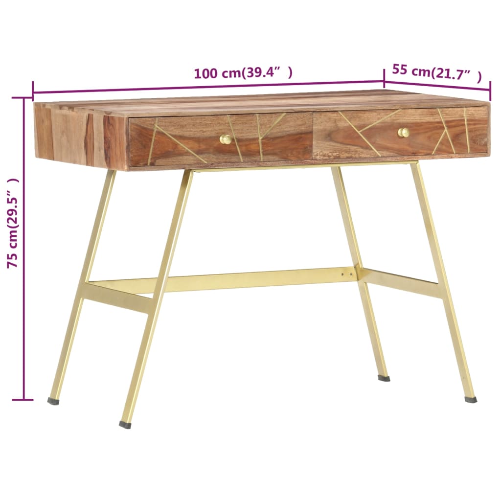 Writing Desk with Drawers 39.4"x21.7"x29.5" Solid Acacia Wood