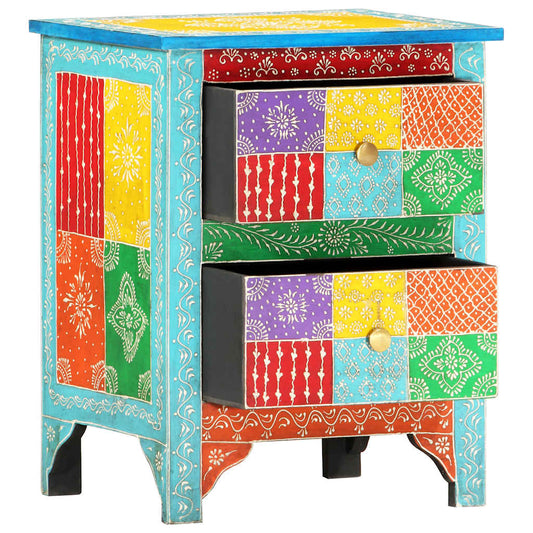Hand Painted bedside Cabinet 40x30x50 cm Solid Mango Wood