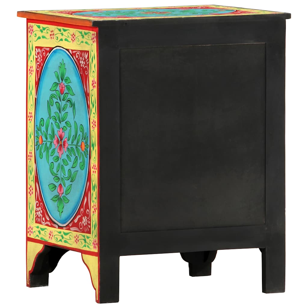 286158 vidaXL Hand Painted Bedside Cabinet 40x30x50 cm Solid Mango Wood