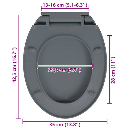 Soft-Close Toilet Seat Quick Release Grey Oval