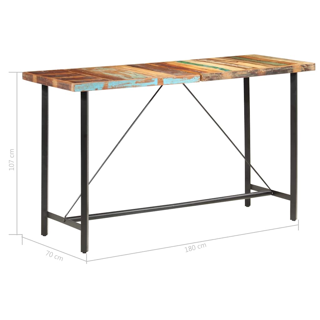 Bar Table | Brown and Black | Solid Reclaimed Wood, Powder Coated Steel