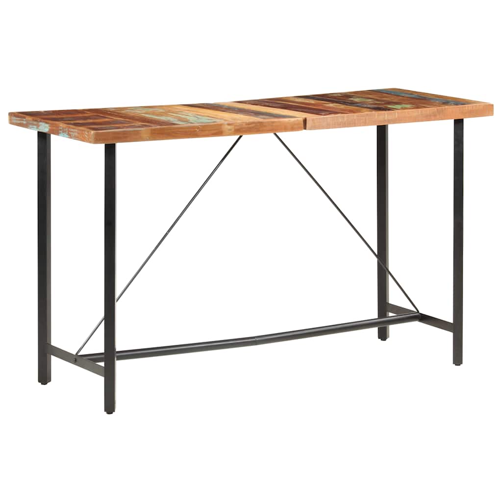 Bar Table | Brown and Black | Solid Reclaimed Wood, Powder Coated Steel
