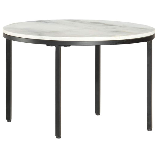 Coffee Table White and Black Ø65 cm Real Solid Marble