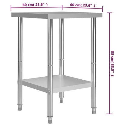 Kitchen Work Table 60x60x85 cm Stainless Steel