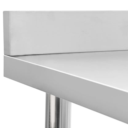 Kitchen Work Table with Backsplash 60x60x93 cm Stainless Steel