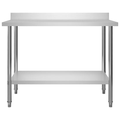 Kitchen Work Table with Backsplash 120x60x93 cm Stainless Steel