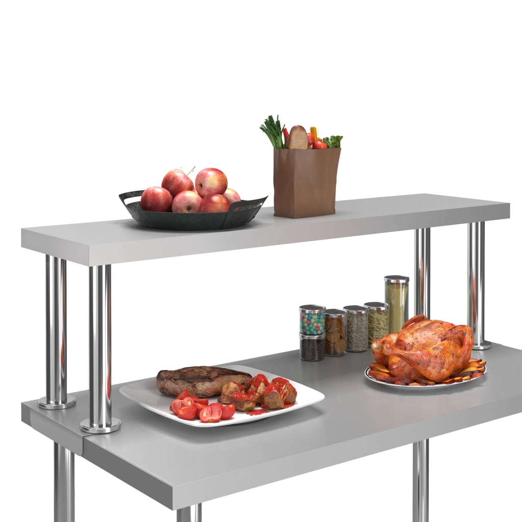 Work Table Overshelf 120x30x35 cm Stainless Steel