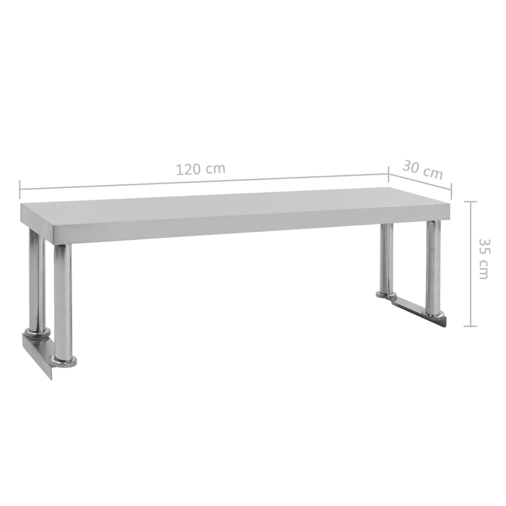 Work Table Overshelf 120x30x35 cm Stainless Steel