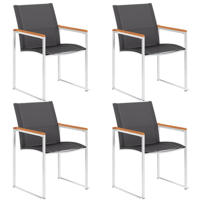 Garden Chairs 4 pcs Textilene and Stainless Steel Grey