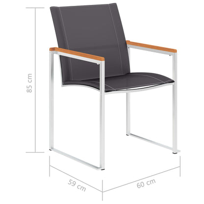Garden Chairs 4 pcs Textilene and Stainless Steel Grey