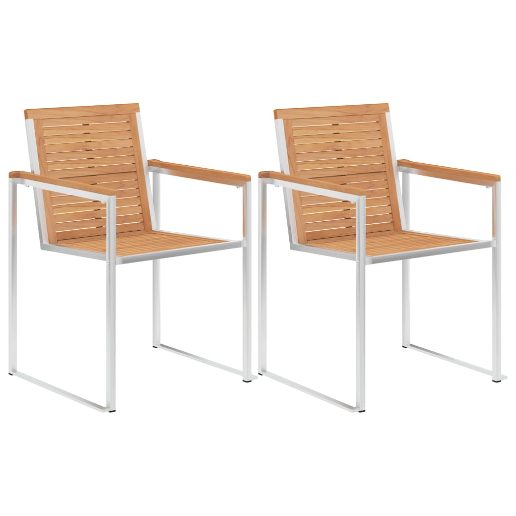 Garden Chair | Set of 2 | Teak and Silver