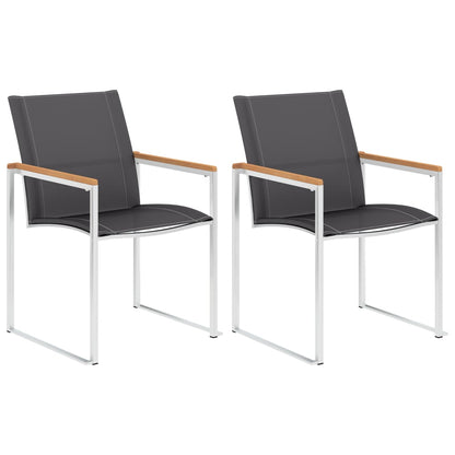 Garden Chairs 2 pcs Textilene and Stainless Steel Grey