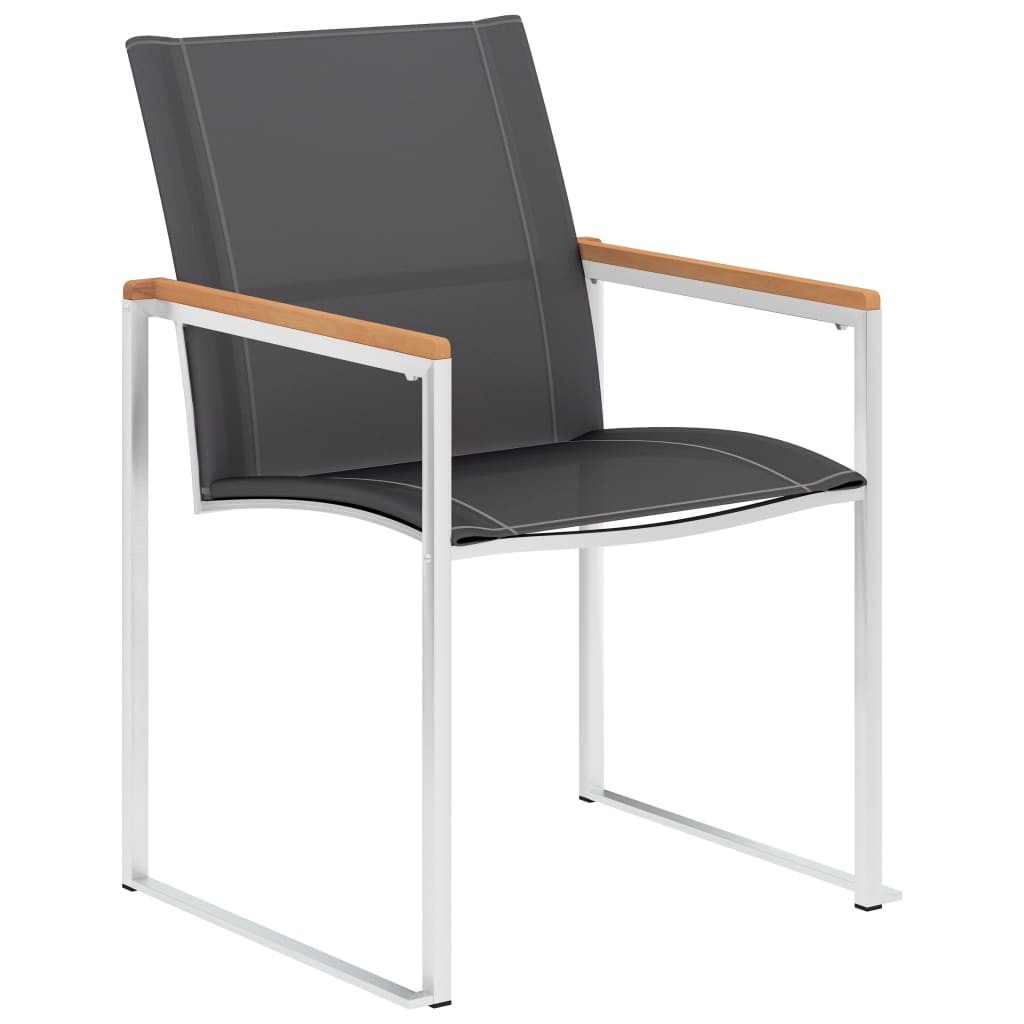Garden Chairs 2 pcs Textilene and Stainless Steel Grey
