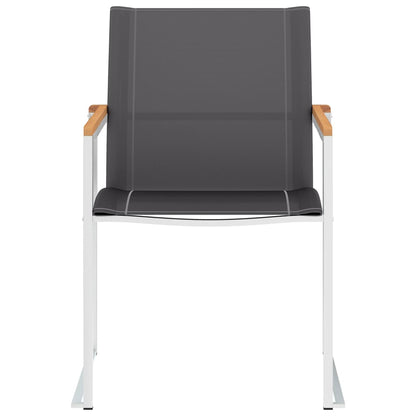 Garden Chairs 2 pcs Textilene and Stainless Steel Grey