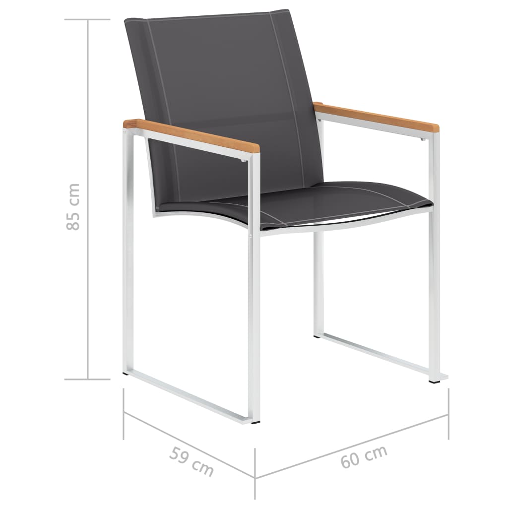 Garden Chairs 2 pcs Textilene and Stainless Steel Grey