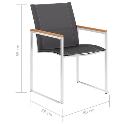 Garden Chairs 2 pcs Textilene and Stainless Steel Grey