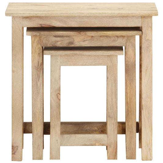 Side Table | Set of 3 | Brown | Solid Mango Wood | Small to Medium