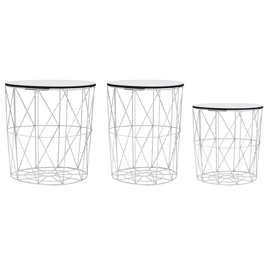 Coffee Table | Set of 3 | White | MDF, Metal | Small, Medium, Large