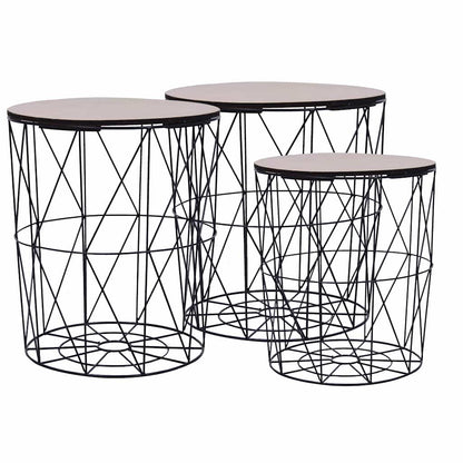 287645 vidaXL Coffee Table 3 pcs Black