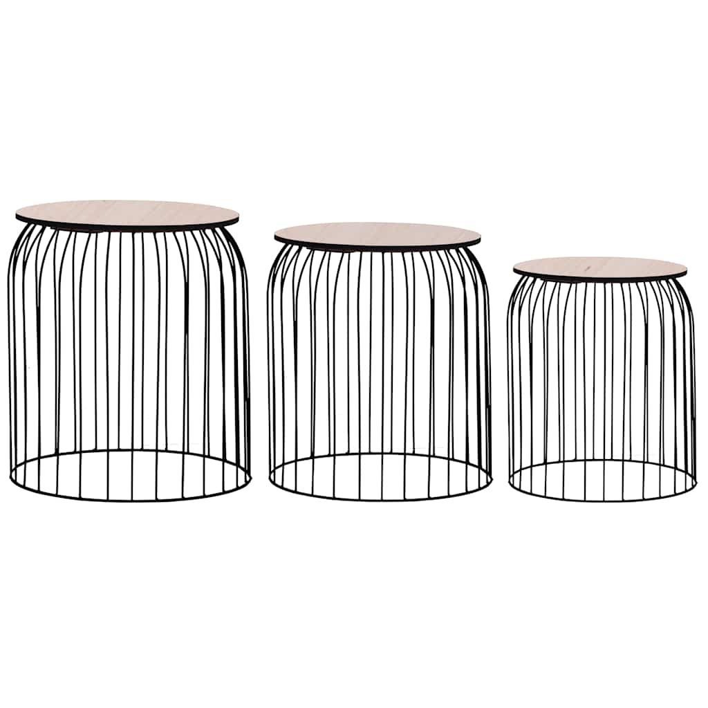 Coffee Table | Set of 3 | Black | Metal, MDF | Set of 3 | Stackable