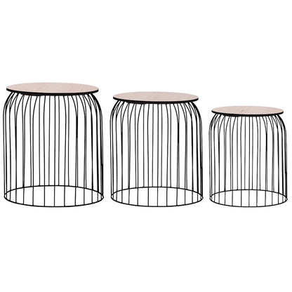 Coffee Table | Set of 3 | Black | Metal, MDF | Set of 3 | Stackable