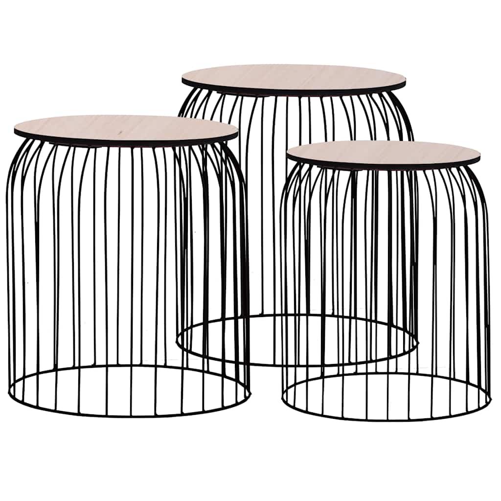Coffee Table | Set of 3 | Black | Metal, MDF | Set of 3 | Stackable